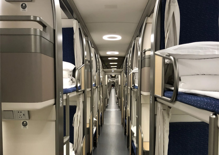 China train Hard Seat carriage with bench seating